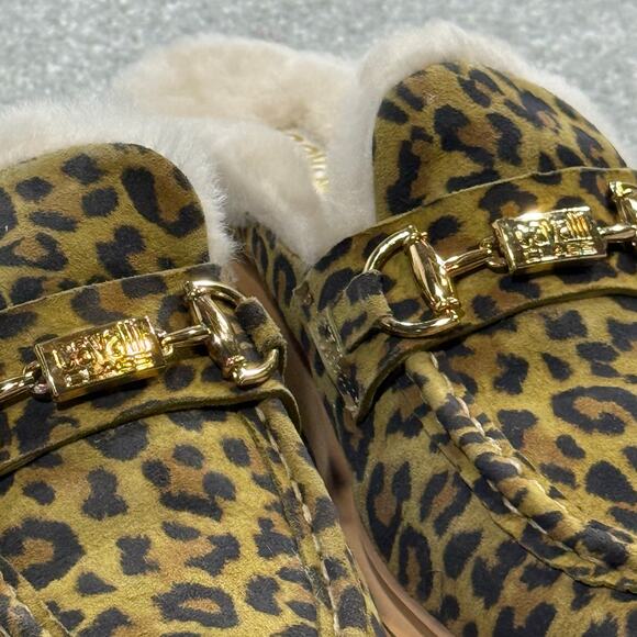 Roberto Cavalli Class NIB Cortina Faux Fur Lug Loafer Mule Leopard Buckle Sz 8M - Picture 6 of 14